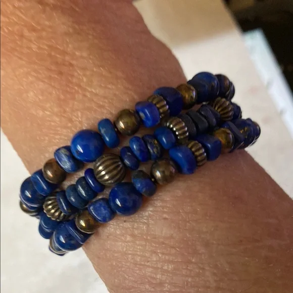 Blue and Silver Beaded Bracelet